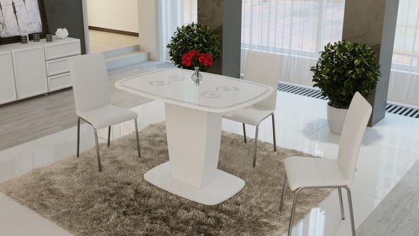 Стол Раздвижной «Аризона» Тип 2 Белый Глянец Разный Принт/Д-1100/1420 мм x Ш-770 мм x В-750 мм