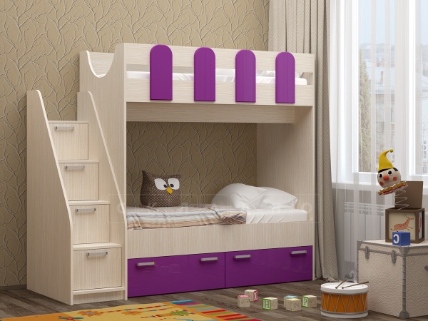 Детский Гарнитур Ириска-11 МДФ (Ш-2230 х В-1816 х Г-830 мм/Сп. Место 800 х 1800 мм)/Разные Цвета