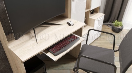 Компьютерный Стол Моника №6 Дуб Сонома/Белый Ш-2000 x В-1796 x Г-538 мм