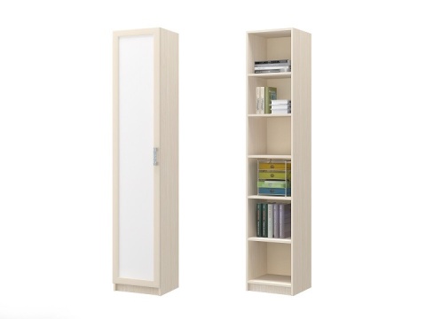 Шкаф ДЮ-09 Юнга-7 ЛДСП Белый ХДФ+Рамочный Профиль/Ясень Шимо Светлый (Д-450 x В-2200 x Г-400 мм)